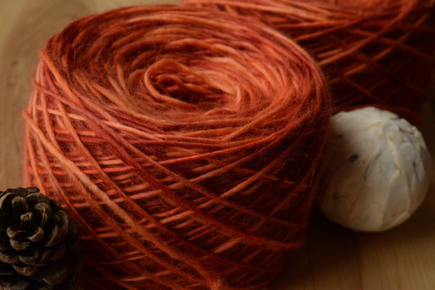 Blood Orange - DK single ply 40 per cent super fine baby alpaca 40 per cent extra fine merino 20 per cent silk, 100g 252 yards, orange red.