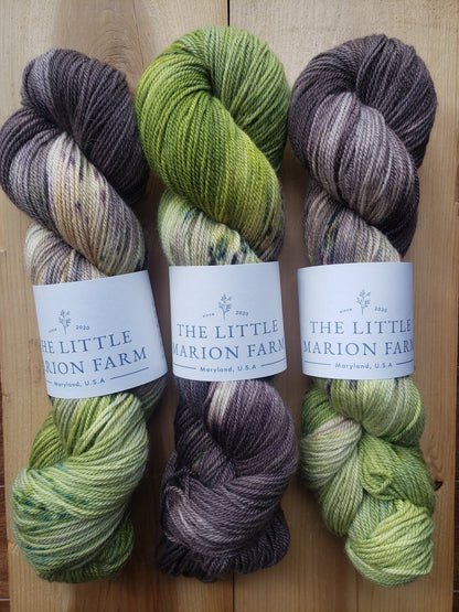 Willow - 65 per cent super fine baby alpaca 35 per cent extra fine merino, sport weight 100g 328 yards, green brown.