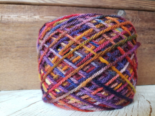 Chloe's rainbow - 3-ply 100% non-super wash DK merino yarn. 20 micron, soft squishy. Hand-dyed multicolored on naturally grey colored wool.