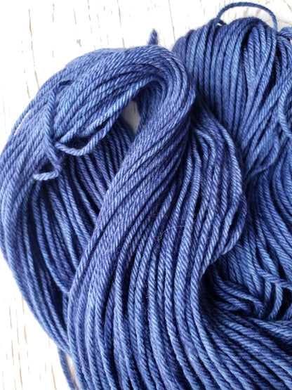 Denim Jacket - 4-ply 100% non-super wash worsted merino yarn. 100g, 218 yards. Soft 20.5 micron. Medium denim blue. Sweater yarn.