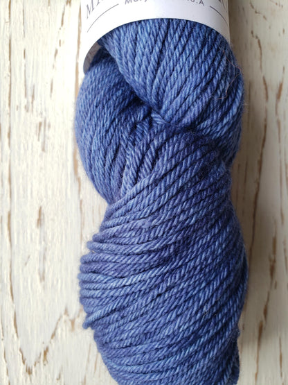 Denim Jacket - 4-ply 100% non-super wash worsted merino yarn. 100g, 218 yards. Soft 20.5 micron. Medium denim blue. Sweater yarn.