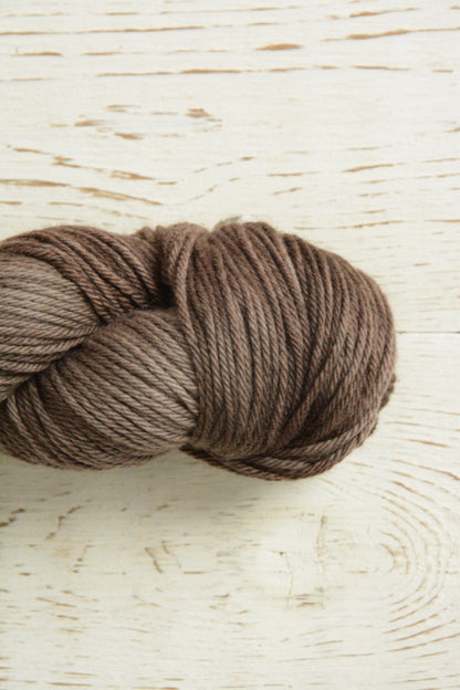 Mushroom - 4-ply 100% non-super wash worsted weight merino yarn. 100g, 218 yards, warm gray brown taupe. Soft 20.5 micron.