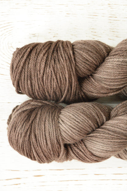 Mushroom - 4-ply 100% non-super wash worsted weight merino yarn. 100g, 218 yards, warm gray brown taupe. Soft 20.5 micron.